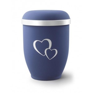 Biodegradable Urn (Blue with Silver Heart Design) 